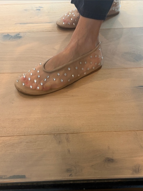 Tony Bianco Shoes - Tony Bianco Nude Mesh Crystal-Stud Ballet Flat